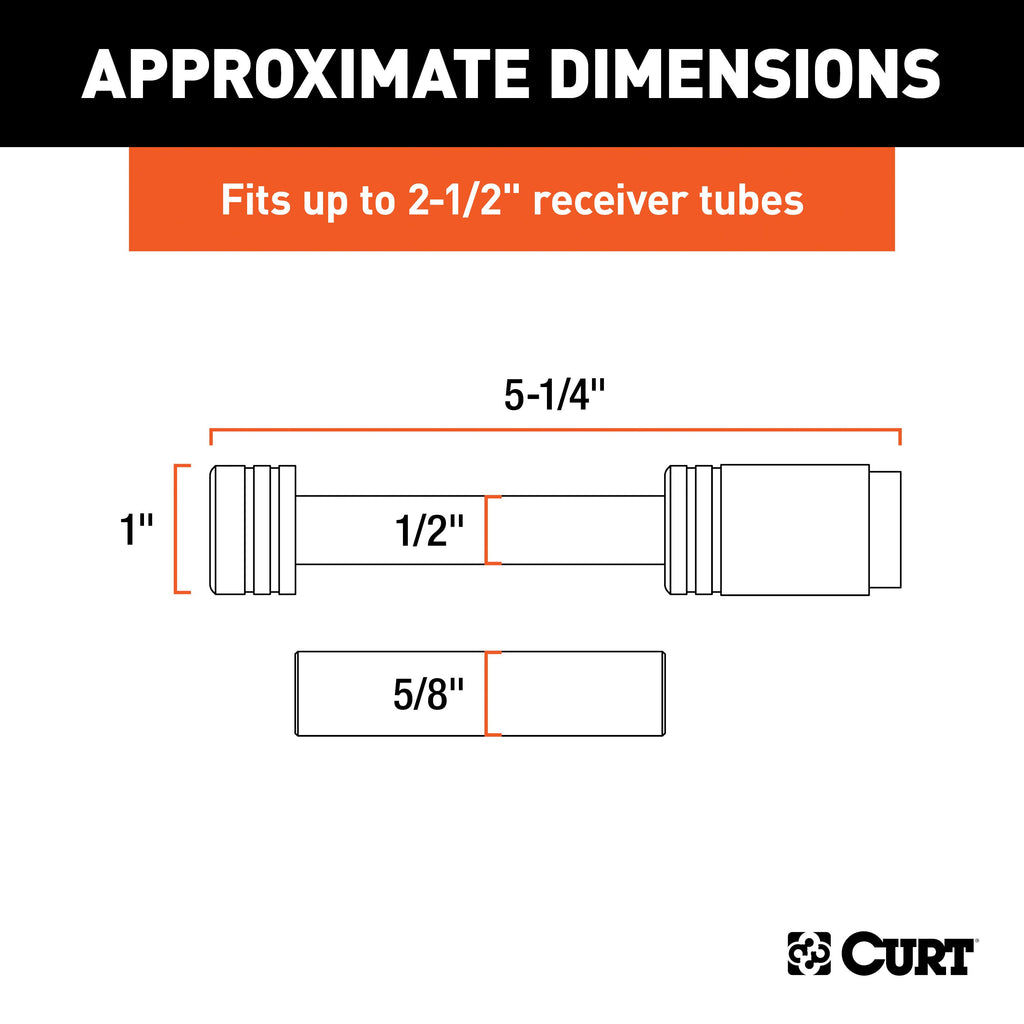 CURT 23517 1/2" Hitch Lock with 5/8" Adapter (1-1/4" or 2" Receiver, Barbell, Stainless)