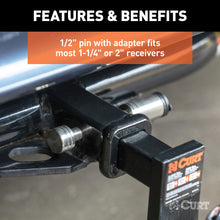 Load image into Gallery viewer, CURT 23517 1/2" Hitch Lock with 5/8" Adapter (1-1/4" or 2" Receiver, Barbell, Stainless)
