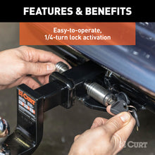 Load image into Gallery viewer, CURT 23517 1/2" Hitch Lock with 5/8" Adapter (1-1/4" or 2" Receiver, Barbell, Stainless)