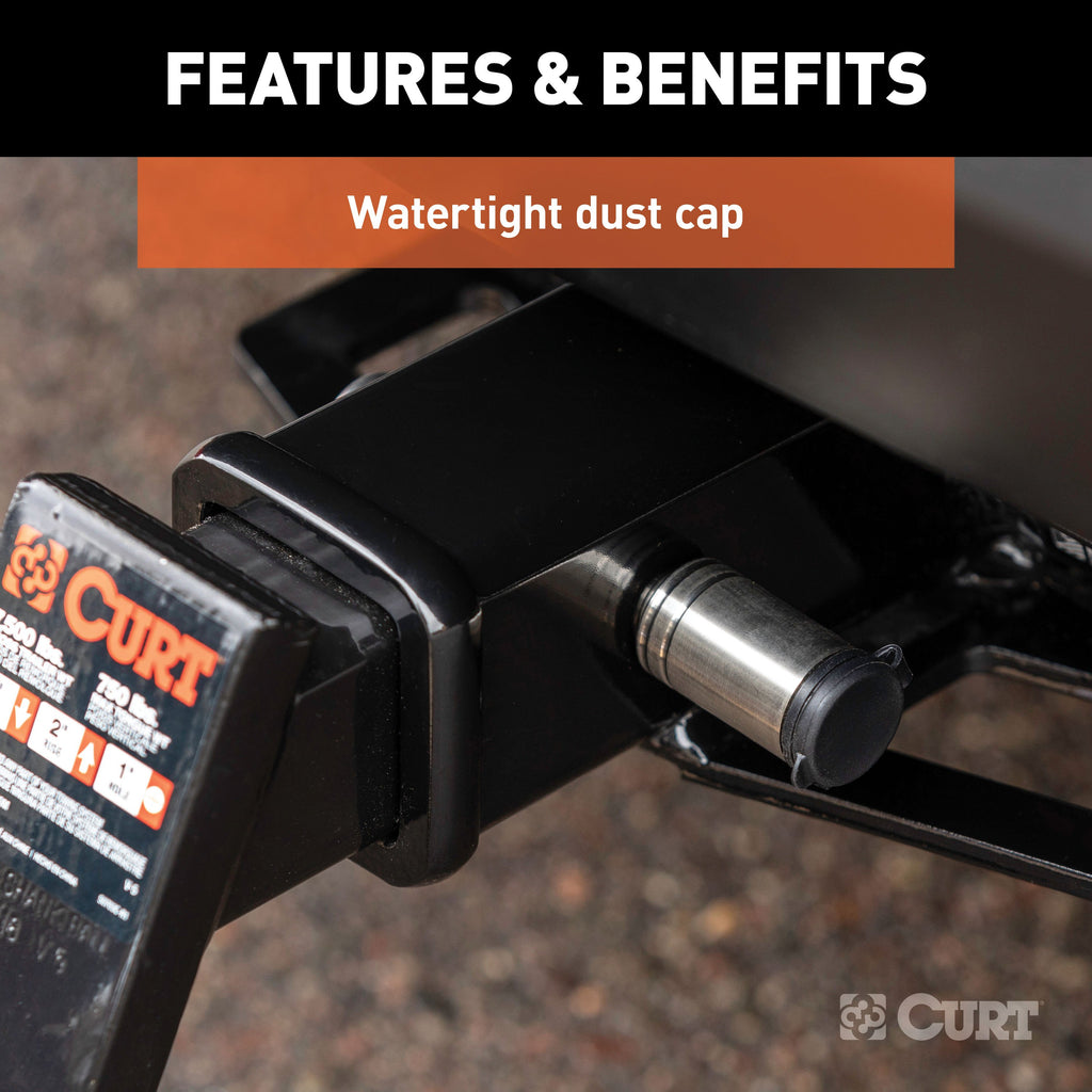 CURT 23517 1/2" Hitch Lock with 5/8" Adapter (1-1/4" or 2" Receiver, Barbell, Stainless)