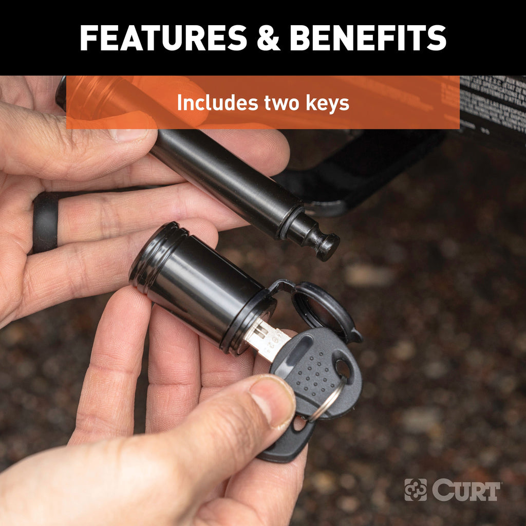 CURT 23518 5/8" Hitch Lock (2" Receiver, Barbell, Black)