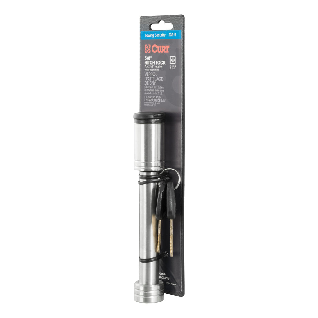 CURT 23519 5/8" Hitch Lock (2" or 2-1/2" Receiver, Barbell, Stainless)