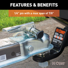 Load image into Gallery viewer, CURT 23520 Coupler Lock (1/4" Pin, 7/8" Latch Span, Barbell, Chrome)
