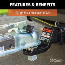 Load image into Gallery viewer, CURT 23521 Coupler Lock (1/4" Pin, 3/4" Latch Span, Padlock, Black)