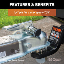 Load image into Gallery viewer, CURT 23522 Coupler Lock (1/4" Pin, 2-1/2" Latch Span, Barbell, Chrome)