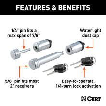 Load image into Gallery viewer, CURT 23526 Hitch &amp; Coupler Lock Set (2" Receiver, 7/8" Latch)