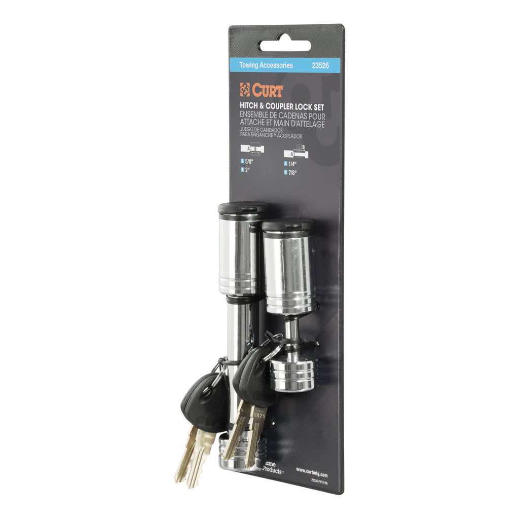 CURT 23526 Hitch & Coupler Lock Set (2" Receiver, 7/8" Latch)