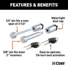 Load image into Gallery viewer, CURT 23527 Hitch &amp; Coupler Lock Set (2" Receiver, 2-1/2" Latch)