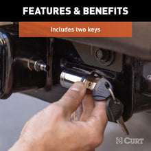 Load image into Gallery viewer, CURT 23528 5/8" Hitch Lock (2" or 2-1/2" Receiver, Barbell, Chrome)