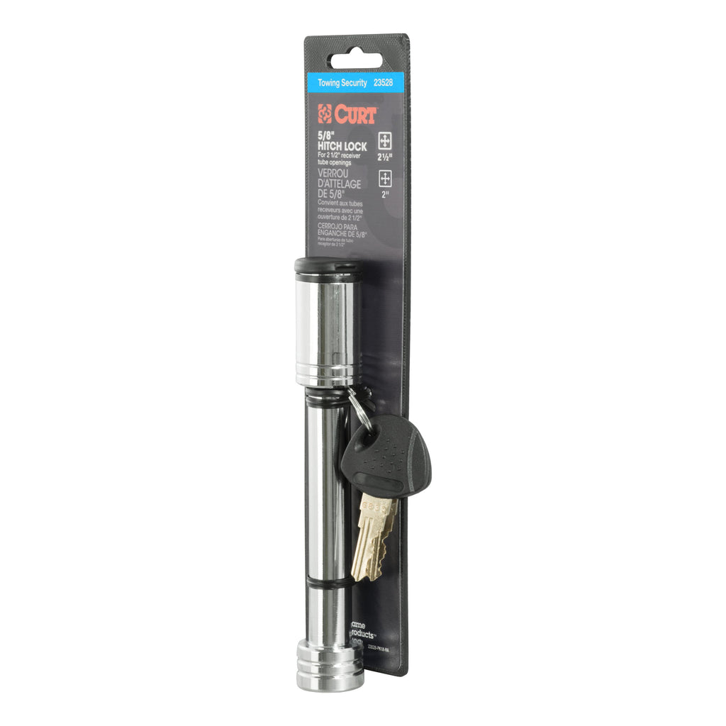 CURT 23528 5/8" Hitch Lock (2" or 2-1/2" Receiver, Barbell, Chrome)