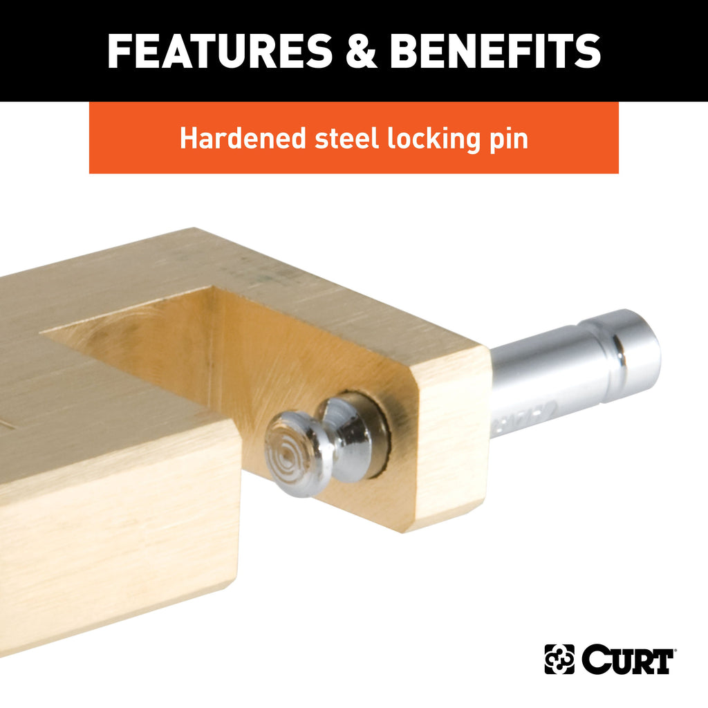CURT 23546 Coupler Lock (1/4" Pin, 3/4" Latch Span, Padlock, Solid Brass)