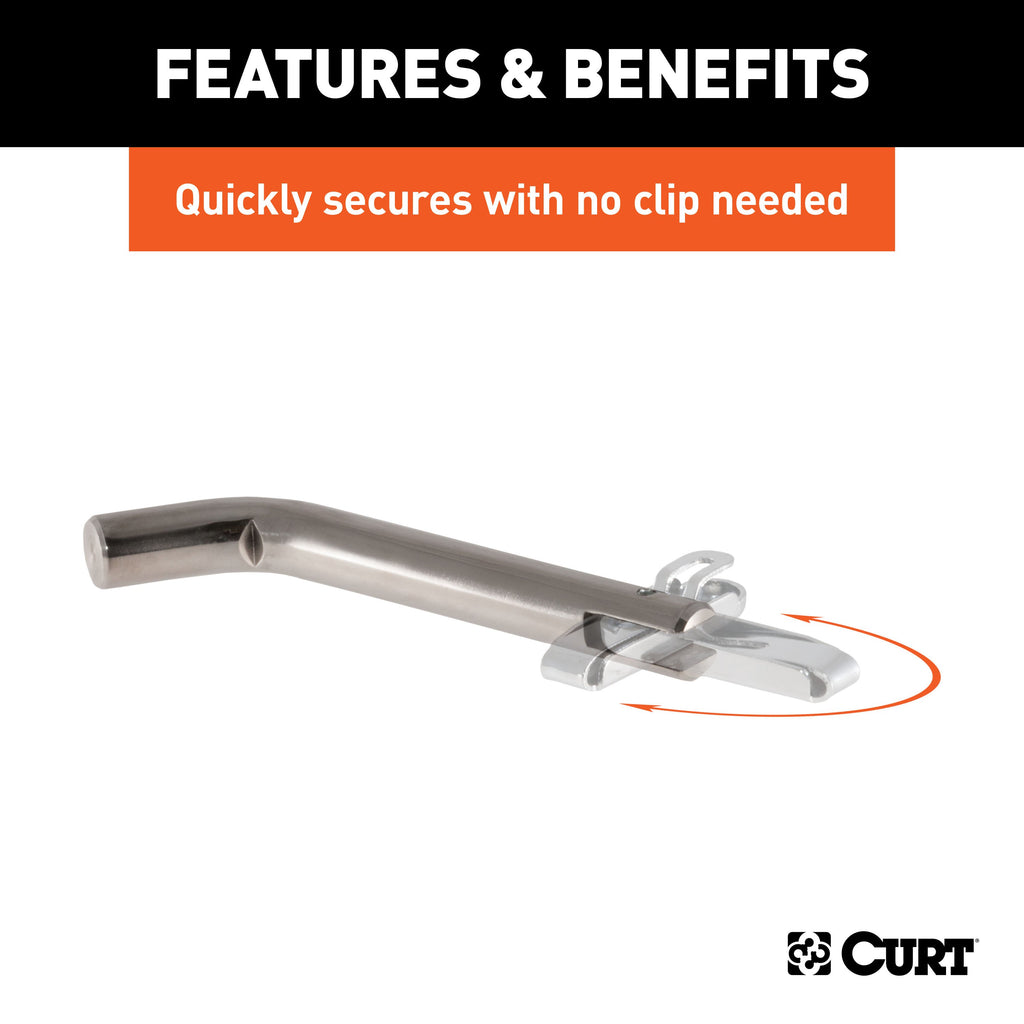 CURT 23581 1/2" Swivel Hitch Pin (1-1/4" Receiver, Stainless, Packaged)