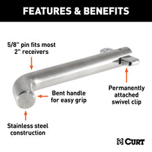 Load image into Gallery viewer, CURT 23582 5/8" Swivel Hitch Pin (2" Receiver, Stainless, Packaged)