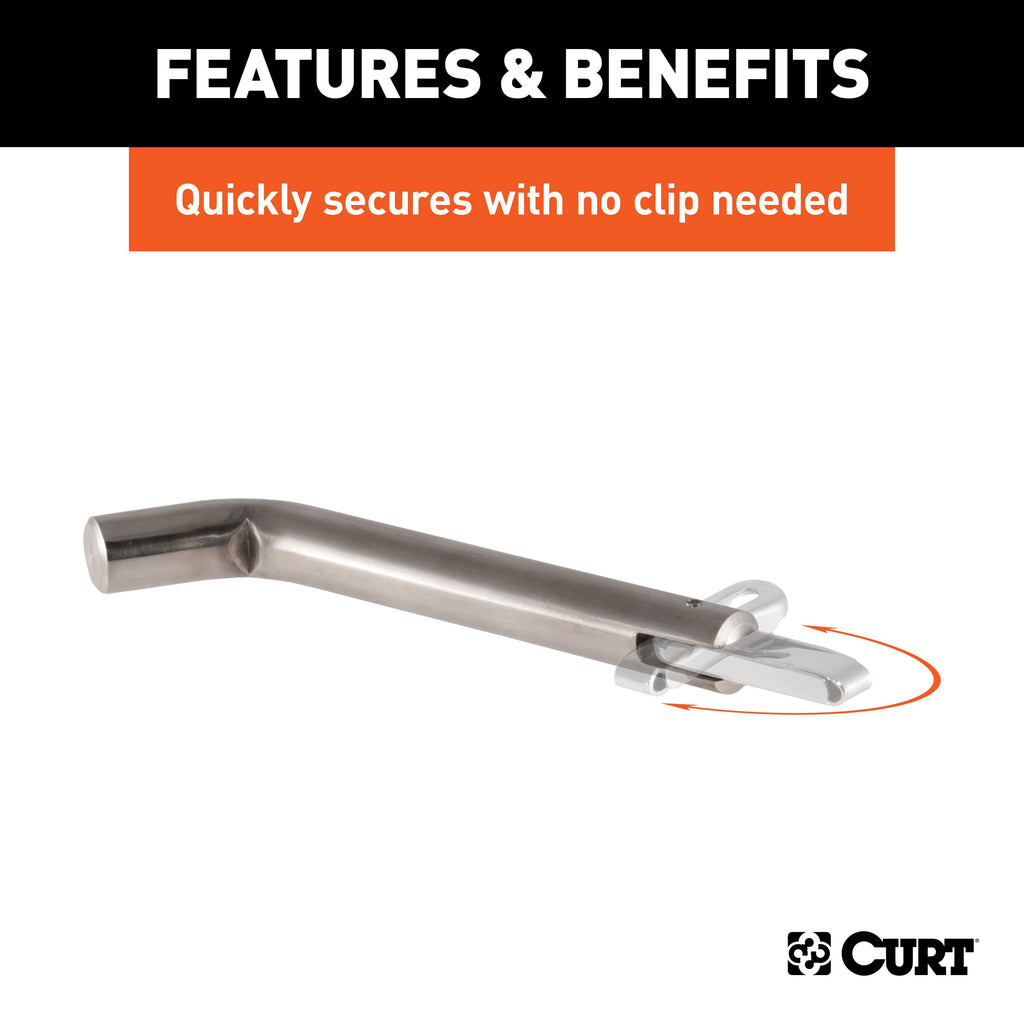 CURT 23582 5/8" Swivel Hitch Pin (2" Receiver, Stainless, Packaged)