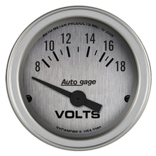 Load image into Gallery viewer, AutoMeter 2380 GAUGE CONSOLE, VOLTMETER, 2 1/16", 18V, SLVR DIAL, SLVR BEZEL, AUTOGAGE