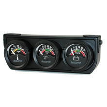 Load image into Gallery viewer, AutoMeter 2391 GAUGE CONSOLE, OILP/WTMP/VOLT, 1.5", 100PSI/280?F/18V, ELEC BK DIAL, BK BZL, AG