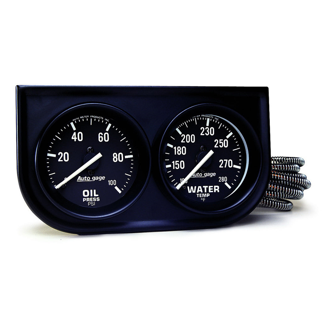 AutoMeter 2392 GAUGE CONSOLE, OILP/WTMP, 2", 100PSI/280?F, BLK DIAL, BLK BZL, AUTOGAGE