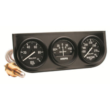 Load image into Gallery viewer, AutoMeter 2393 GAUGE CONSOLE, OILP/WTMP/AMP, 2", 100PSI/280?F/60A, BLK DIAL, BLK BZL, AUTOGAGE