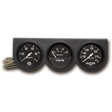 Load image into Gallery viewer, AutoMeter 2398 GAUGE CONSOLE, OILP/WTMP/VOLT, 2 5/8", 100PSI/280?F/16V, BLK DIAL, BLK BZL, AG