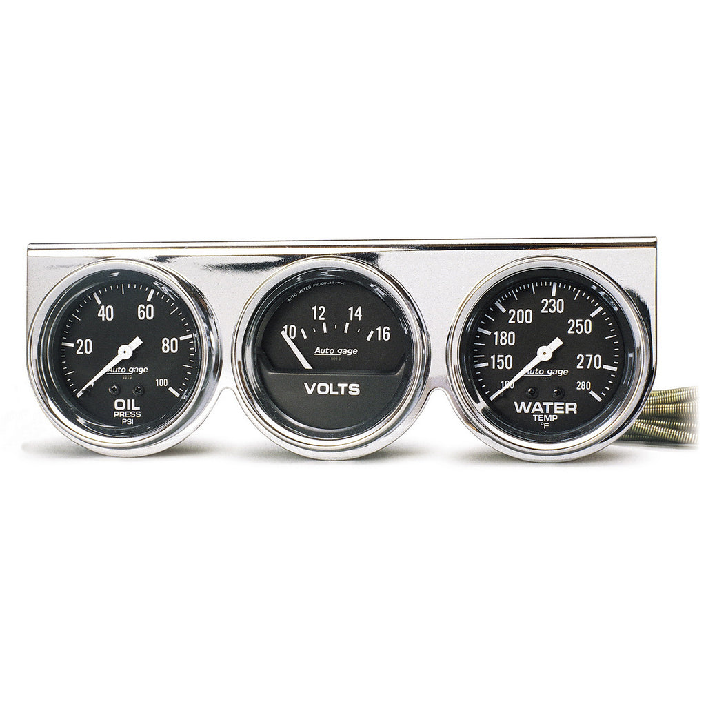 AutoMeter 2399 GAUGE CONSOLE, OILP/WTMP/VOLT, 2 5/8", 100PSI/280?F/16V, BLK DIAL, CHRME BZL, AG