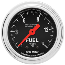 Load image into Gallery viewer, AutoMeter 2411 GAUGE, FUEL PRESSURE, 2 1/16", 15PSI, MECHANICAL, TRADITIONAL CHROME