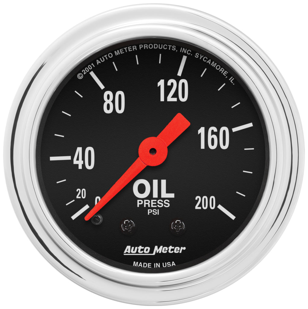 AutoMeter 2422 GAUGE, OIL PRESSURE, 2 1/16", 200PSI, MECHANICAL, TRADITIONAL CHROME