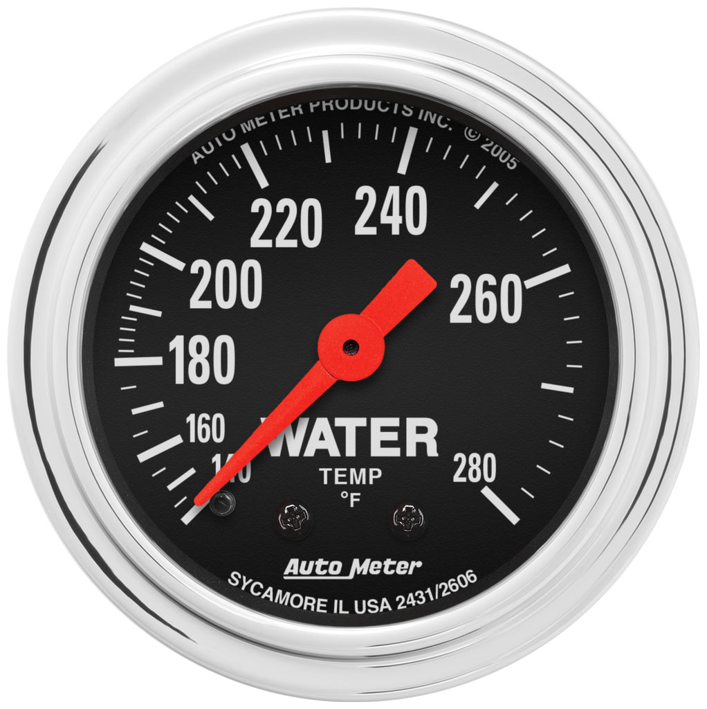 AutoMeter 2431 GAUGE, WATER TEMP, 2 1/16", 140-280?F, MECHANICAL, TRADITIONAL CHROME