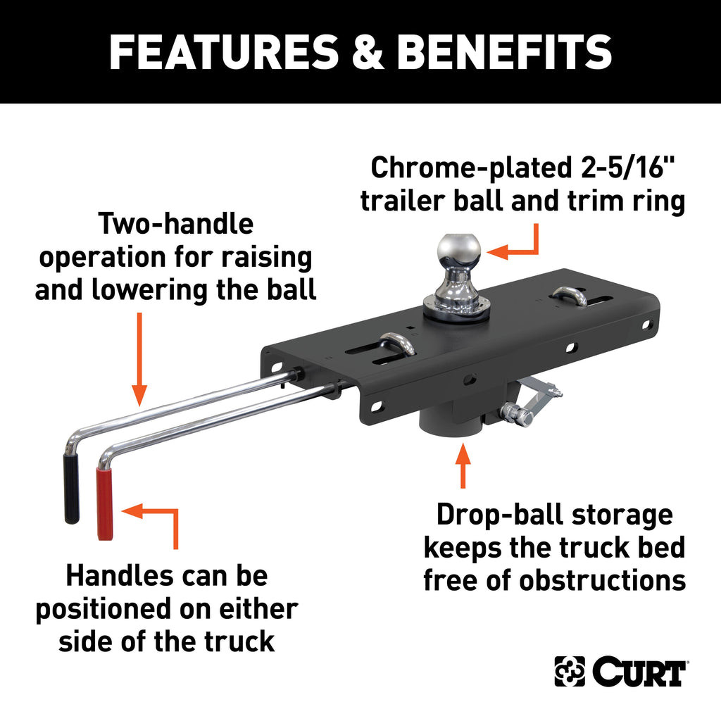 CURT 60640 CURT 60640 Quick Goose II Gooseneck Hitch; 30;000 lbs; 2-5/16-Inch Ball - Truck Part Superstore