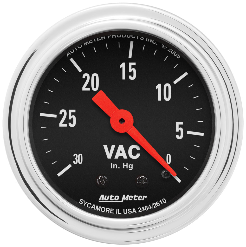 AutoMeter 2484 GAUGE, VACUUM, 2 1/16", 30INHG, MECHANICAL, TRADITIONAL CHROME