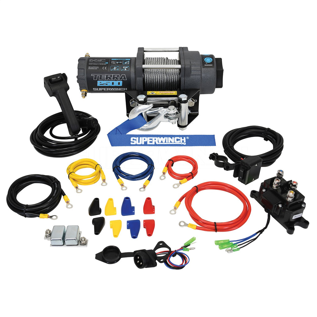 2500-Lbs-12V-Dc-316In-X-40Ft-Steel-Rope-Terra-2500-Winch---Gray-Wrinkle