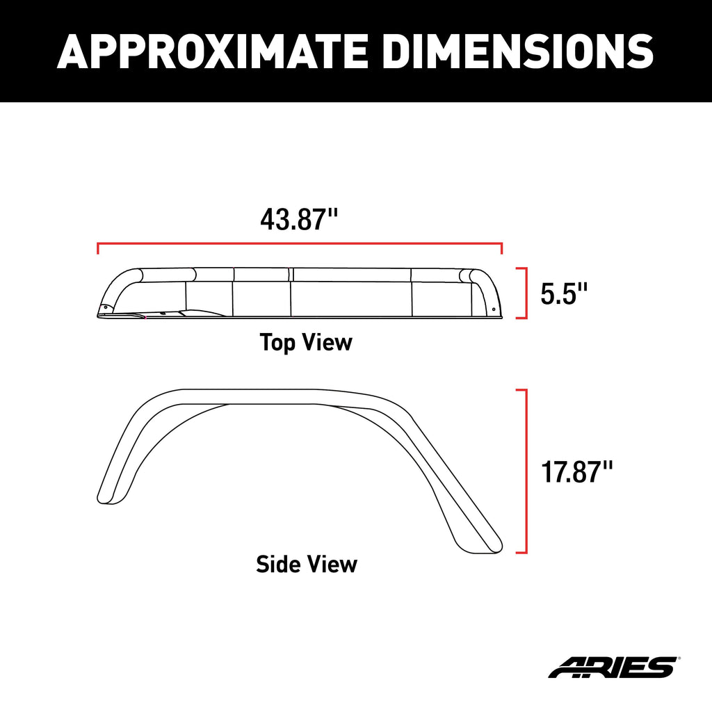 ARIES 2500202 Jeep Wrangler JK Raw Aluminum Rear Fender Flares for Select Jeep Wrangler