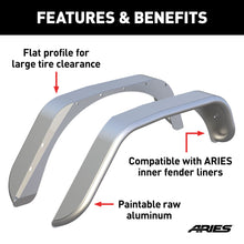 Load image into Gallery viewer, ARIES 2500202 Jeep Wrangler JK Raw Aluminum Rear Fender Flares for Select Jeep Wrangler
