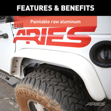 Load image into Gallery viewer, ARIES 2500202 Jeep Wrangler JK Raw Aluminum Rear Fender Flares for Select Jeep Wrangler