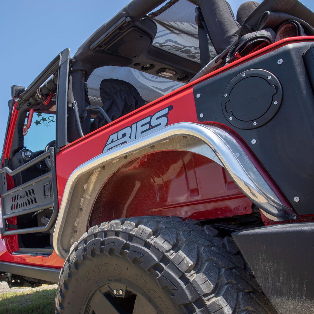 ARIES 2500202 Jeep Wrangler JK Raw Aluminum Rear Fender Flares for Select Jeep Wrangler
