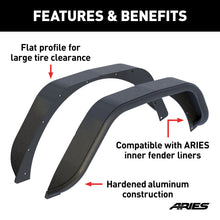 Load image into Gallery viewer, ARIES 2500203 Jeep Wrangler JL Black Aluminum Rear Fender Flares for Select Jeep Wrangler