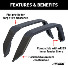 Load image into Gallery viewer, ARIES 2500207 Jeep Gladiator JT Black Aluminum Rear Fender Flares for Select Jeep Gladiator