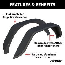 Load image into Gallery viewer, ARIES 2500213 Smooth Carbide Black Aluminum Rear Jeep Wrangler JL Fender Flares for Off-Road-Style Wheels for Select Jeep Wrangler