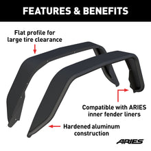 Load image into Gallery viewer, ARIES 2500217 Smooth Carbide Black Aluminum Rear Jeep Gladiator JT Fender Flares for Off-Road-Style Wheels for Select Jeep Gladiator