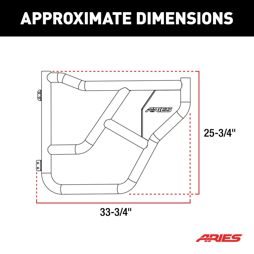 ARIES 2500250 Rear Black Aluminum Tube Doors for Ford Bronco 4-Door for Select Ford Bronco