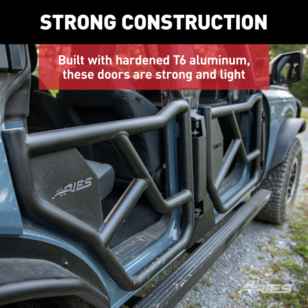 ARIES 2500250 Rear Black Aluminum Tube Doors for Ford Bronco 4-Door for Select Ford Bronco