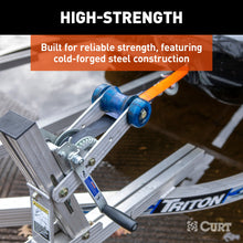 Load image into Gallery viewer, CURT 25002 Hand Crank Winch with 15' Strap &amp; Bow Loop (900 lbs, 6.5" Handle)