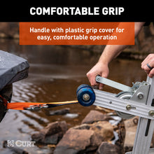 Load image into Gallery viewer, CURT 25002 Hand Crank Winch with 15' Strap &amp; Bow Loop (900 lbs, 6.5" Handle)