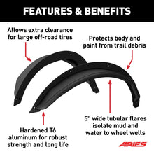 Load image into Gallery viewer, ARIES 2500303 Ford Bronco Smooth Black Aluminum Tubular-Style Rear Wheel Fender Flares for 4-Door for Select Ford Bronco