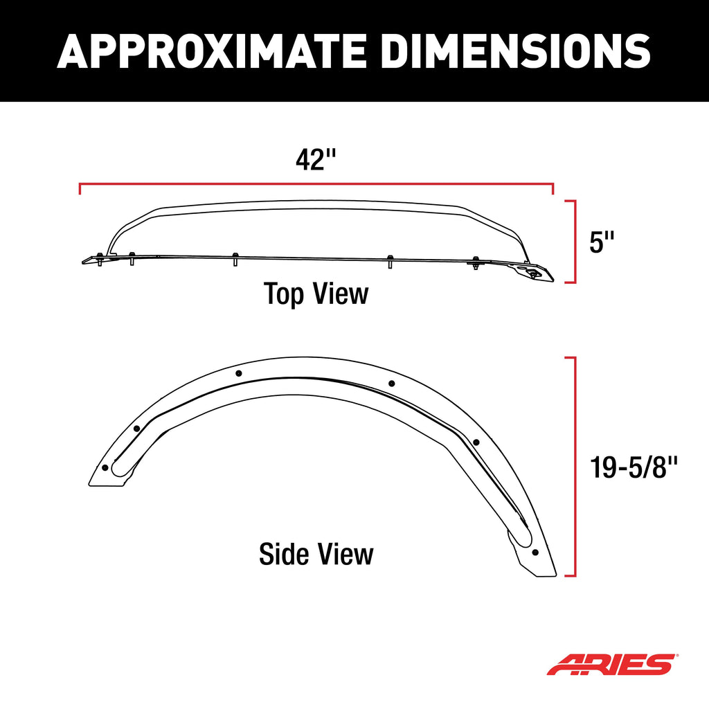 ARIES 2500304 Ford Bronco Smooth Carbide Black Aluminum Tubular-Style Rear Wheel Fender Flares for 2-Door for Select Ford Bronco