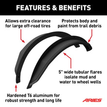 Load image into Gallery viewer, ARIES 2500304 Ford Bronco Smooth Carbide Black Aluminum Tubular-Style Rear Wheel Fender Flares for 2-Door for Select Ford Bronco