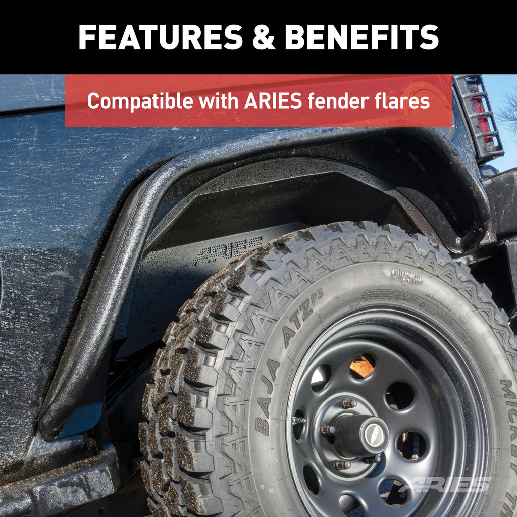 ARIES 2500350 Jeep Wrangler JK Aluminum Rear Inner Fender Liners for Select Jeep Wrangler