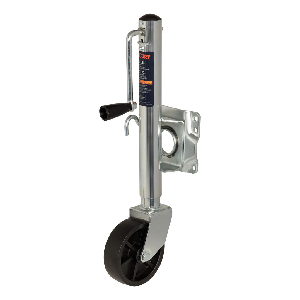 CURT 25003 Marine Trailer Jack with 6" Wheel (1,000 lbs, 10" Travel, Packaged)