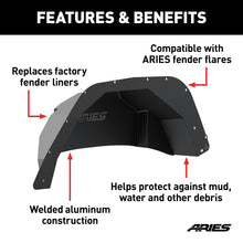 Load image into Gallery viewer, ARIES 2500550 Jeep Wrangler JL Aluminum Rear Inner Fender Liners for Select Jeep Wrangler