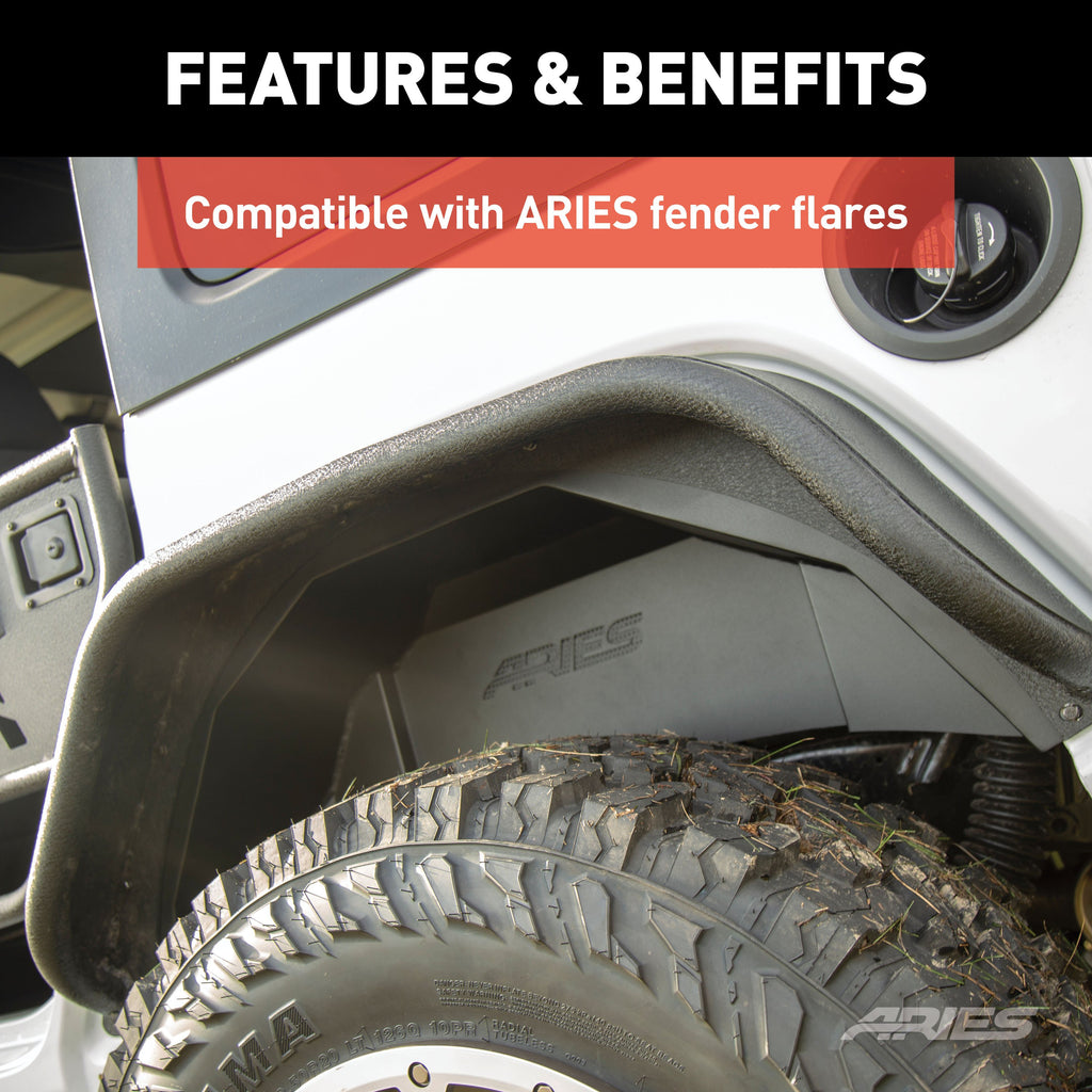 ARIES 2500550 Jeep Wrangler JL Aluminum Rear Inner Fender Liners for Select Jeep Wrangler