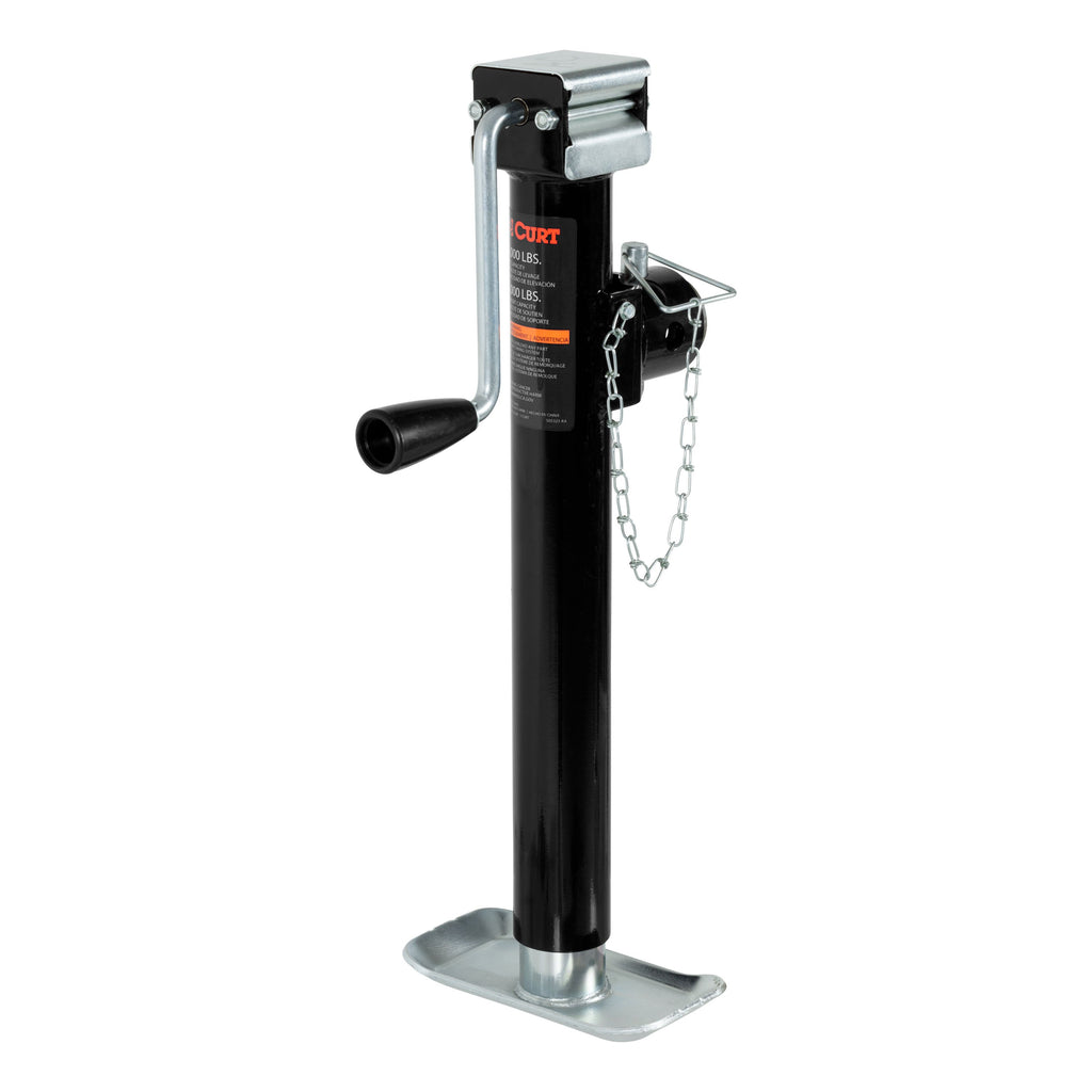 CURT 25005 Pipe-Mount Swivel Trailer Jack with Side Handle (5,000 lbs, 15" Travel)